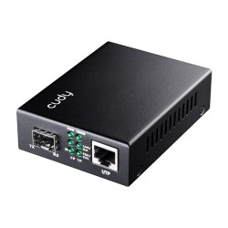 Cudy Fiber Media Converter SFP Slot to Gigabit Ethernet RJ45 with PoE - MC220P - SFP Slot to Gigabit Ethernet RJ45 with PoE