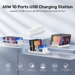 Unitek Charge Station 60W 10-Port 10x2.4A - Y-2190D - 60W 10-Port 10x2.4A — Buy in Cyprus with Fast Delivery
