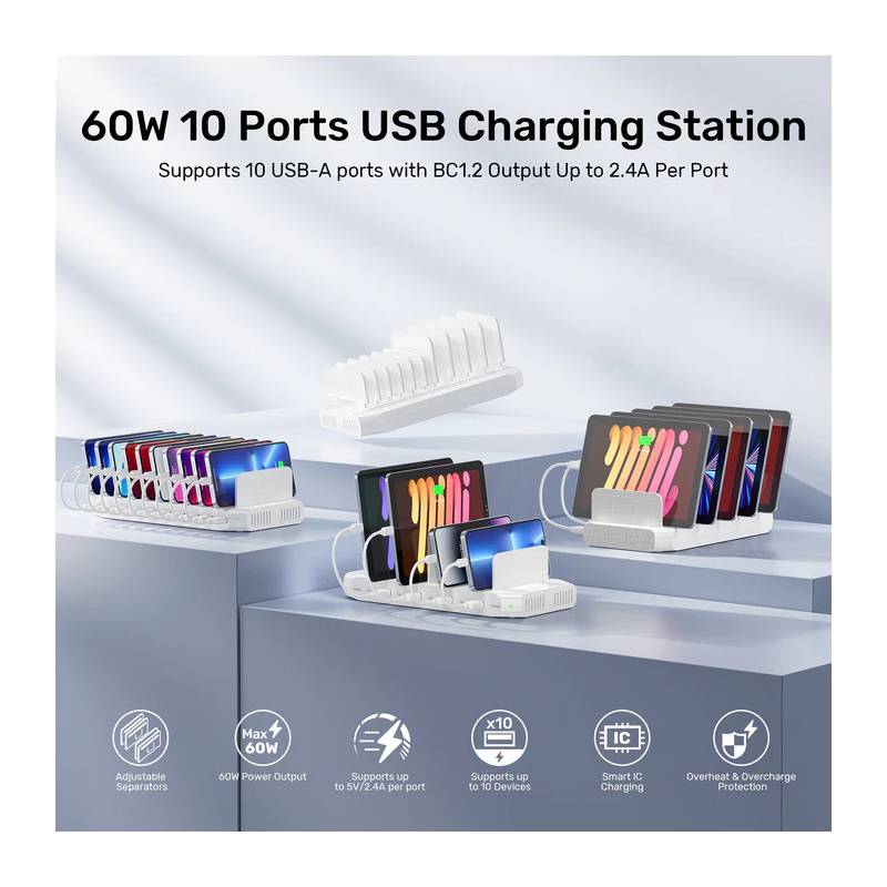 Unitek Charge Station 60W 10-Port 10x2.4A - Y-2190D - 60W 10-Port 10x2.4A — Buy in Cyprus with Fast Delivery