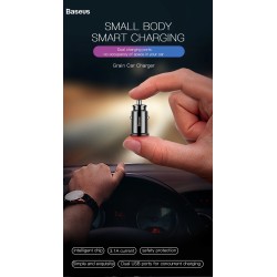 Baseus Car Charger - CCALL-ML02 - Grain Car Charger 3.1A White — Buy in Cyprus with Fast Delivery
