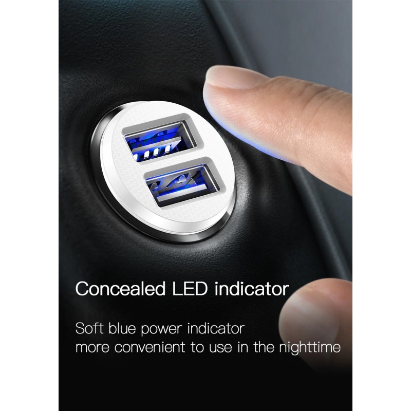 Baseus Car Charger - CCALL-ML02 - Grain Car Charger 3.1A White — Buy in Cyprus with Fast Delivery