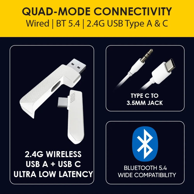 Armaggeddon Gaming Headset USB+3.5mm+2.4G+BT PU Leather - COSMIC-V - Ultraclear White — Buy in Cyprus with Fast Delivery