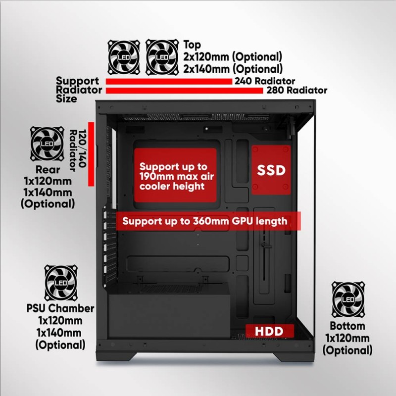 Armaggeddon Aquaron Pro - ATX Gaming Case White — Buy in Cyprus with Fast Delivery