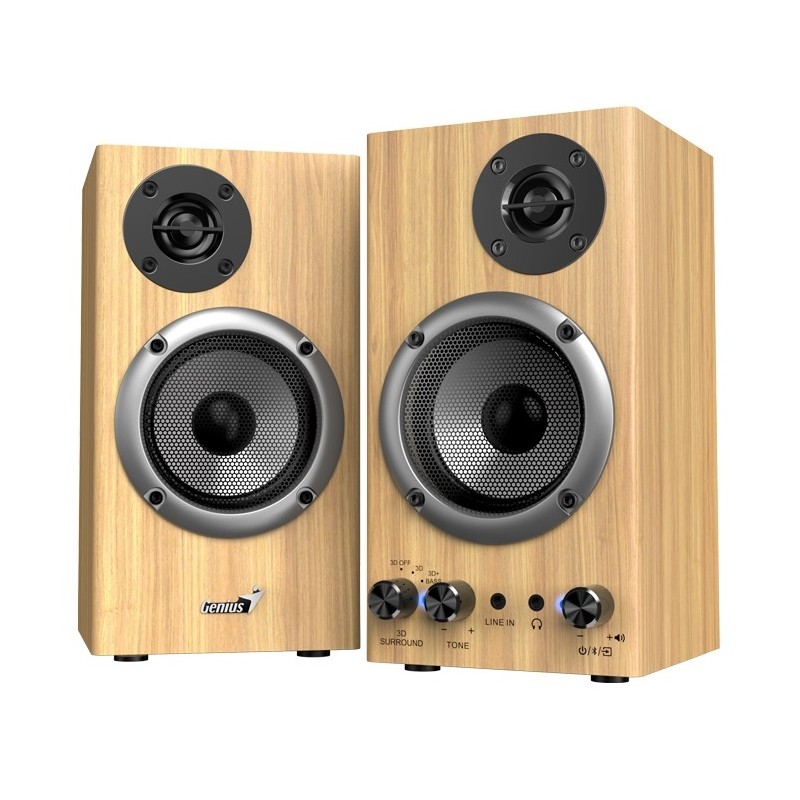 Genius 2.0 PC Speakers with BT 20W RMS Pine Wood - SP-HF520BT - 2.0 PC Speakers with BT 20W RMS Pine Wood