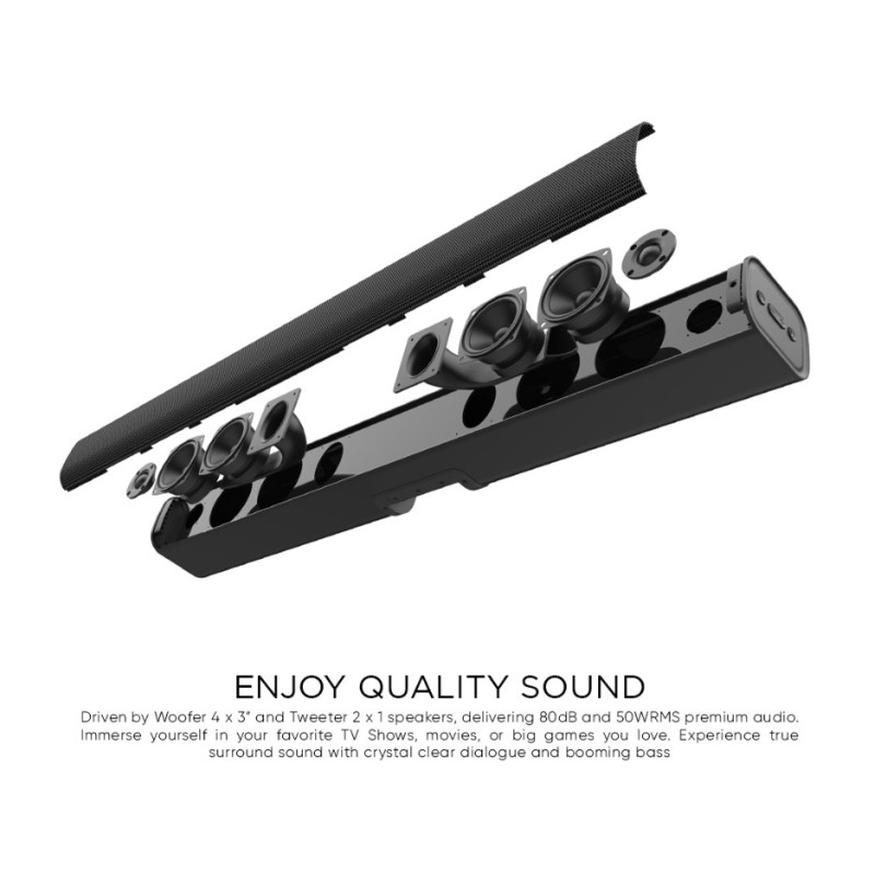SonicGear Maverick 100W HiFi DSP Soundbar BT-USB-HDMI - STUDIOBAR 500HD - Maverick 100W HiFi DSP Soundbar BT-USB-HDMI