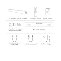 SonicGear Maverick 100W HiFi DSP Soundbar BT-USB-HDMI - STUDIOBAR 500HD - Maverick 100W HiFi DSP Soundbar BT-USB-HDMI