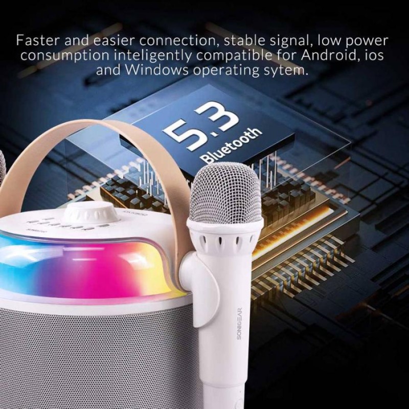 SonicGear Portable Karaoke Kids Speaker iOX White - K800 - BT Wireless Dual Mics — Buy in Cyprus with Fast Delivery