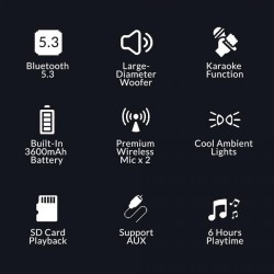 SonicGear Portable Karaoke Kids Speaker iOX White - K800 - BT Wireless Dual Mics — Buy in Cyprus with Fast Delivery