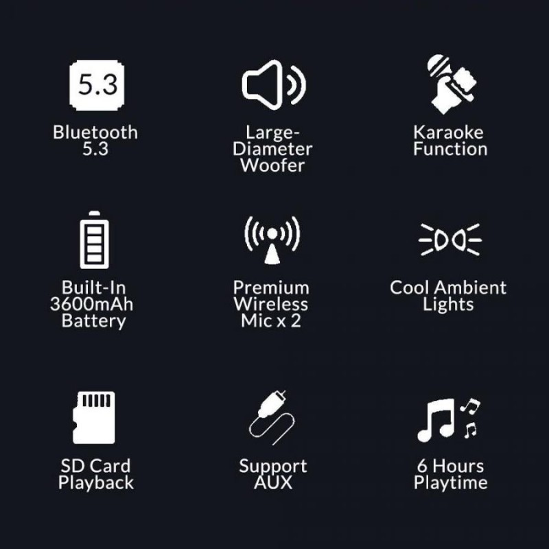 SonicGear Portable Karaoke Kids Speaker iOX White - K800 - BT Wireless Dual Mics — Buy in Cyprus with Fast Delivery