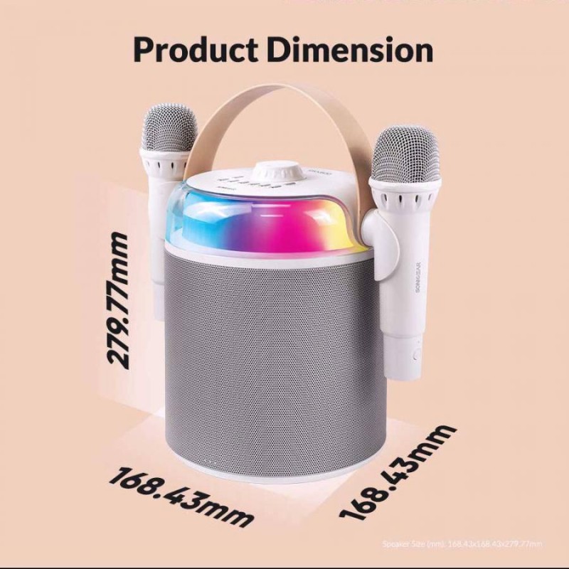 SonicGear Portable Karaoke Kids Speaker iOX White - K800 - BT Wireless Dual Mics — Buy in Cyprus with Fast Delivery