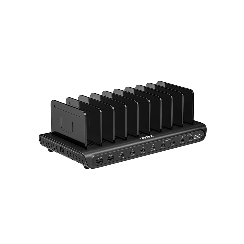 Unitek Charge Station 240W 10-Port 8xUSB-C + 2xUSB-A - P1230CBK01-UK - 240W 10-Port 8xUSB-C + 2xUSB-A