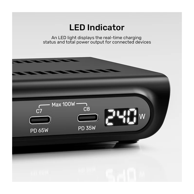 Unitek Charge Station 240W 10-Port 8xUSB-C + 2xUSB-A - P1230CBK01-UK - 240W 10-Port 8xUSB-C + 2xUSB-A