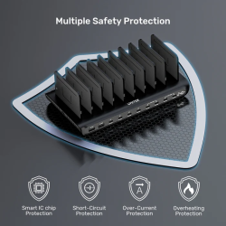 Unitek Charge Station 240W 10-Port 8xUSB-C + 2xUSB-A - P1230CBK01-UK - 240W 10-Port 8xUSB-C + 2xUSB-A