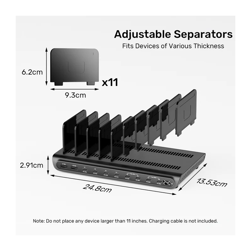 Unitek Charge Station 240W 10-Port 8xUSB-C + 2xUSB-A - P1230CBK01-UK - 240W 10-Port 8xUSB-C + 2xUSB-A