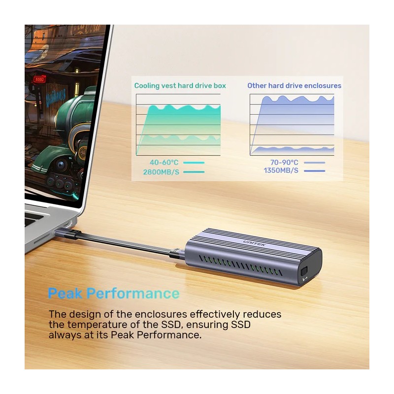 Unitek USB-C NVME PCIe Enclosure USB4.0 40Gbps - S1226A - USB-C, NVME, PCIe Enclosure, USB4.0, 40Gbps