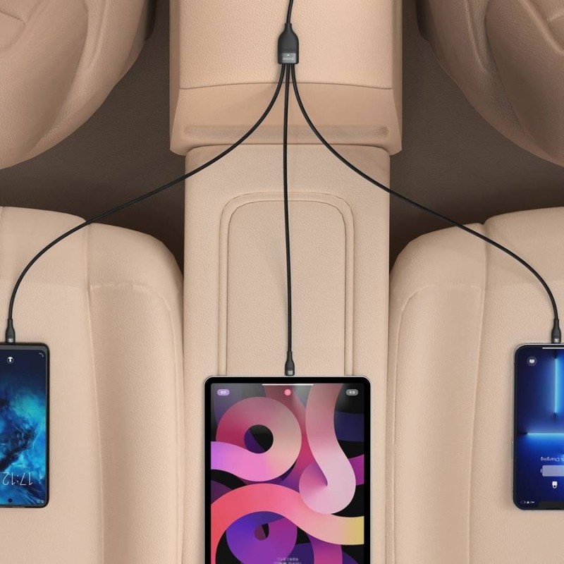 Baseus Cable - 3in1 USB-C Micro Light Flash Series - USB-C 1.5m Black — Buy in Cyprus with Fast Delivery