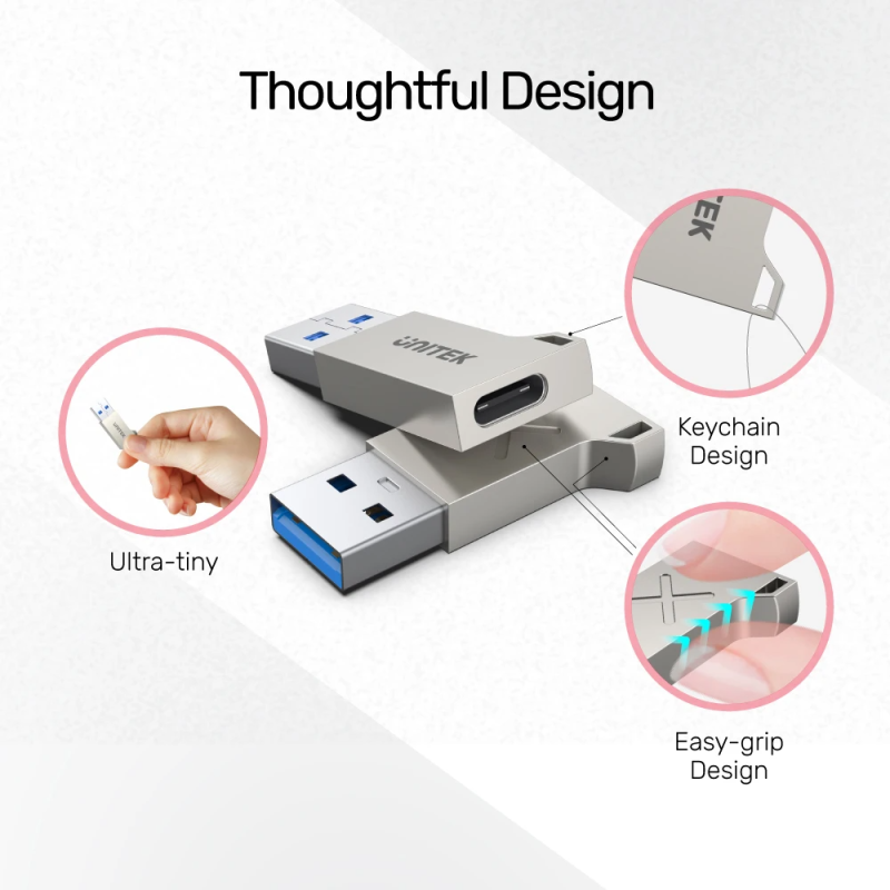 Unitek USB3.1 Type-C Female to Type-A Male 5Gbps Adapter Silver A1034NI — Buy in Cyprus with Fast Delivery