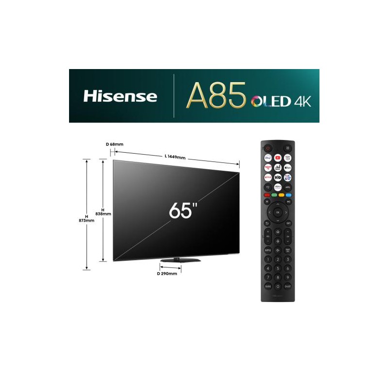Hisense TV - 65A85N - 65'' 4K Smart OLED 120hz TV — Buy in Cyprus with Fast Delivery