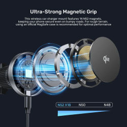 Unitek Charge Car Wireless Qi2 Magnetic 15W & AirVent Mount - P1404A - Charge Car Wireless Qi2 Magnetic 15W & AirVent Mount
