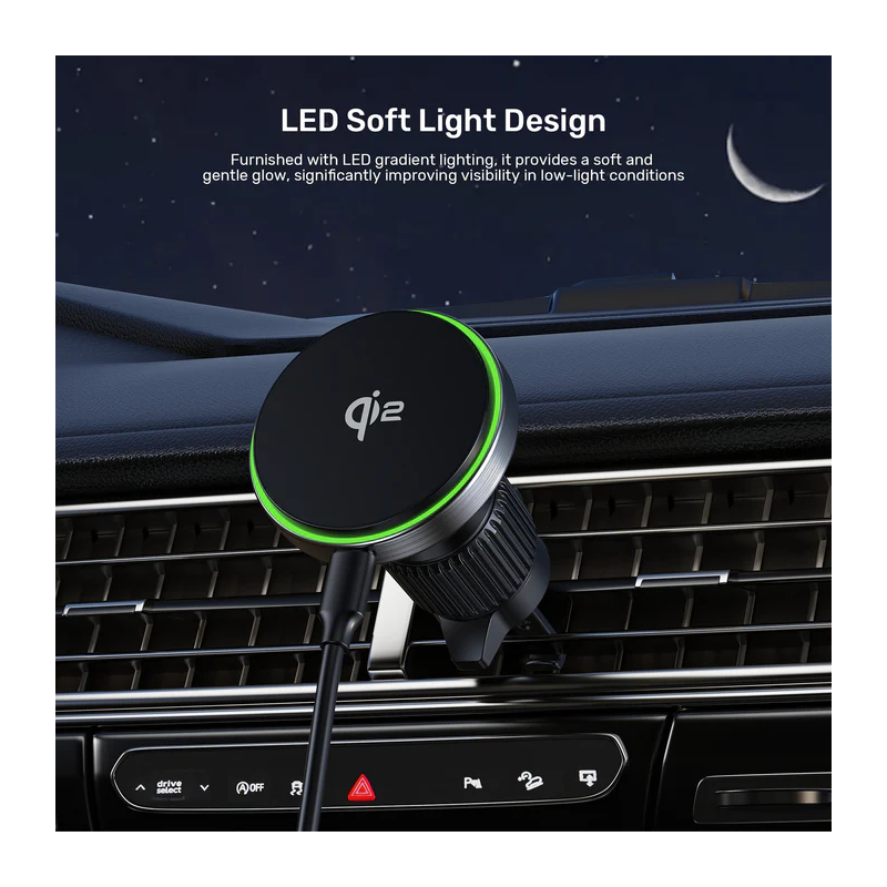 Unitek Charge Car Wireless Qi2 Magnetic 15W & AirVent Mount - P1404A - Charge Car Wireless Qi2 Magnetic 15W & AirVent Mount