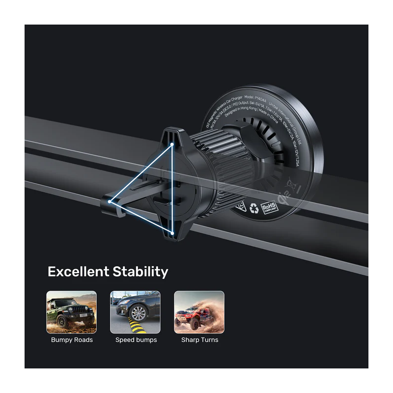 Unitek Charge Car Wireless Qi2 Magnetic 15W & AirVent Mount - P1404A - Charge Car Wireless Qi2 Magnetic 15W & AirVent Mount