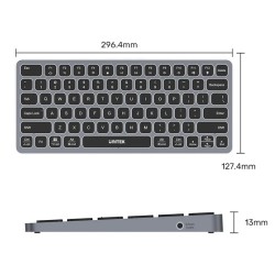 Unitek Keyboard & USB-C 3.0 Hub - D1092A - 9in1, 4x USB Ports, HDMI 4K60Hz, Card Reader, 100W PD