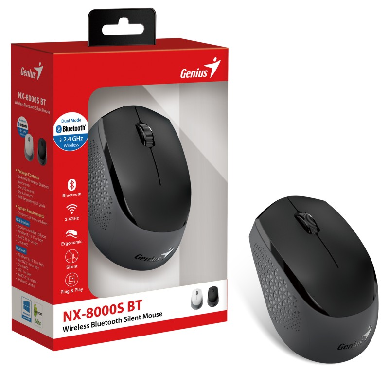 Genius Mouse - NX-8000S - Wireless+BT Silent BT Black — Buy in Cyprus with Fast Delivery