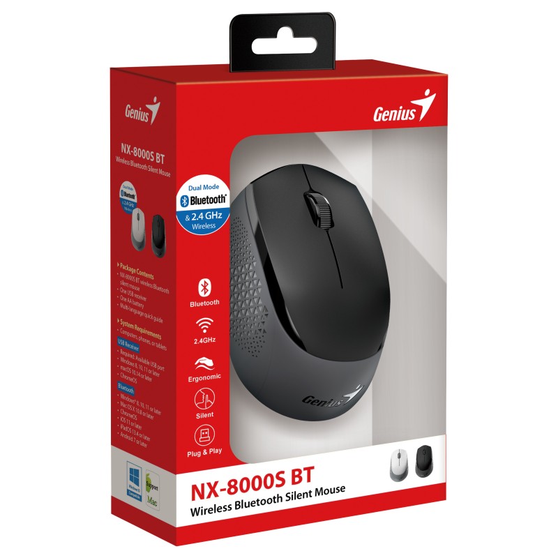 Genius Mouse - NX-8000S - Wireless+BT Silent BT Black — Buy in Cyprus with Fast Delivery