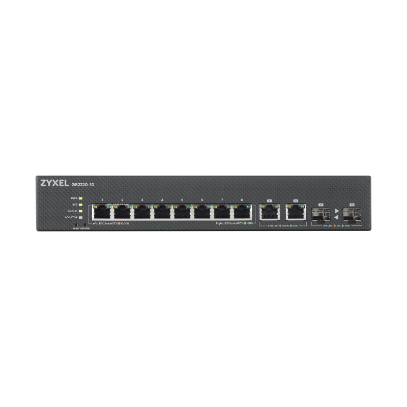 Zyxel Switch - GS2220-10 - Gigabit Ethernet Cloud Managed 8-Port + 2RJ45 SFP Combo — Buy in Cyprus with Fast Delivery