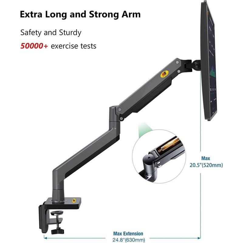 NBMounts Monitor Desk Mount - G35 - Dual Arm Extra Long Gas Monitor Desk Mount — Buy in Cyprus with Fast Delivery