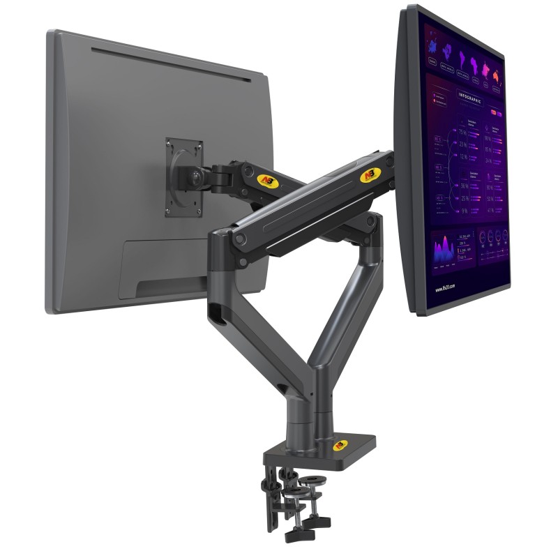 NBMounts Monitor Desk Mount - G35 - Dual Arm Extra Long Gas Monitor Desk Mount — Buy in Cyprus with Fast Delivery