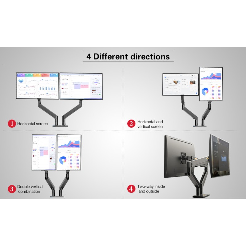 NBMounts Monitor Desk Mount - G35 - Dual Arm Extra Long Gas Monitor Desk Mount — Buy in Cyprus with Fast Delivery
