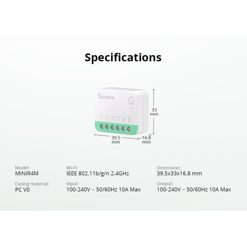 Sonoff WiFi Smart Switch MINI - R4M - Matter — Buy in Cyprus with Fast Delivery
