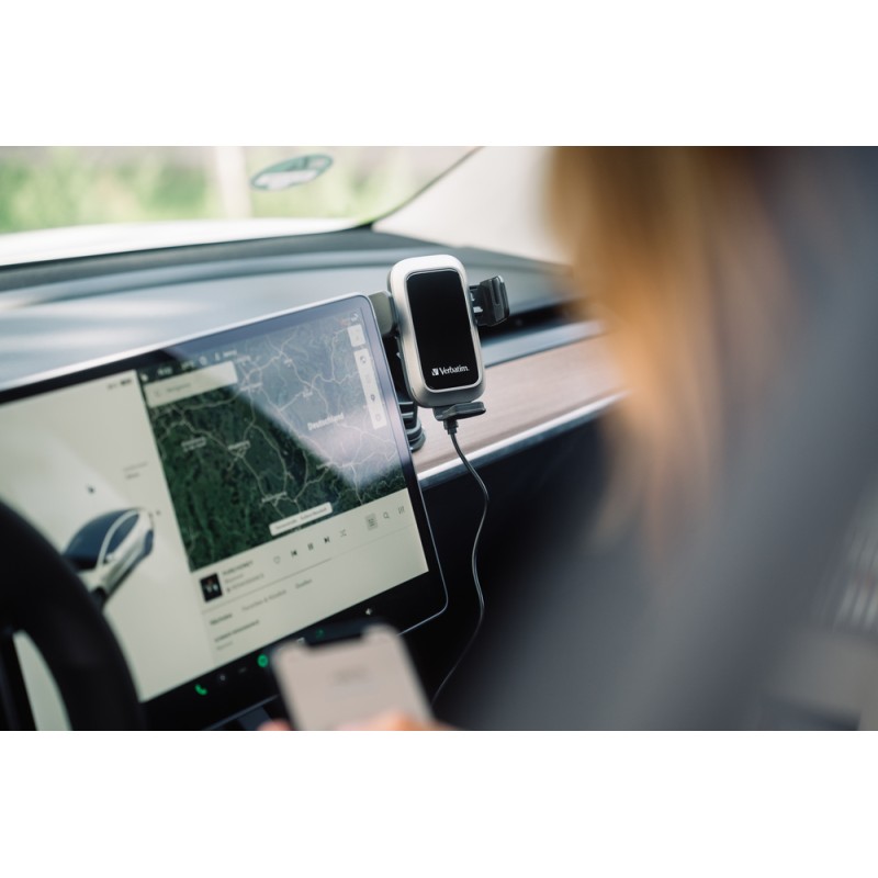 Verbatim Wireless Auto Align Car Charger - FWC-03 - Wireless Auto Align Car Charger Qi Certified for AirVent Dash