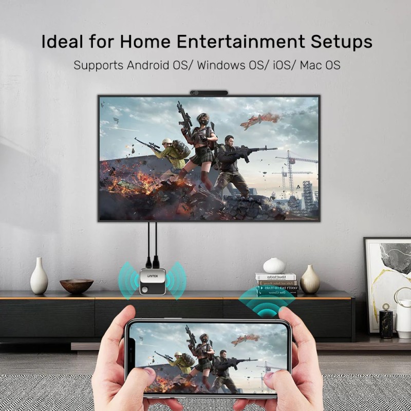 Unitek Wireless Screen Sharing Adapter - Up to 25M - Black — Buy in Cyprus with Fast Delivery