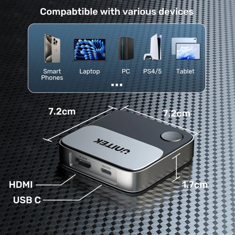 Unitek Wireless Screen Sharing Adapter - Up to 25M - Black — Buy in Cyprus with Fast Delivery