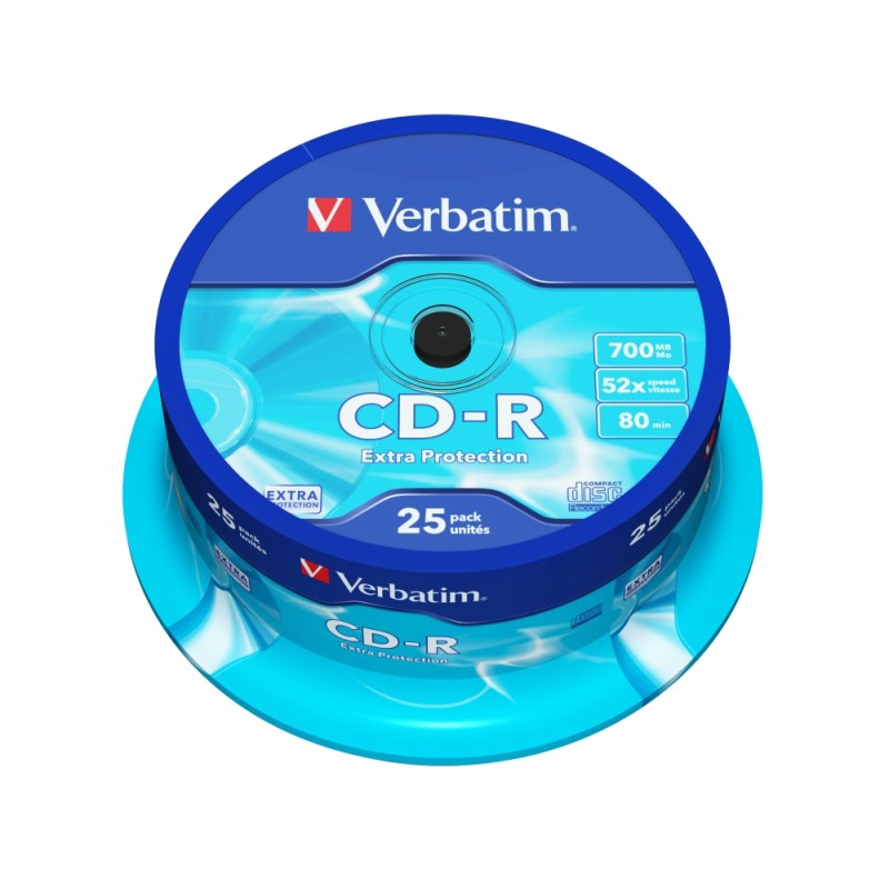 Verbatim CD-R - 43432 - 700MB 52X 25-Pack Spindle Extra Protection — Buy in Cyprus with Fast Delivery