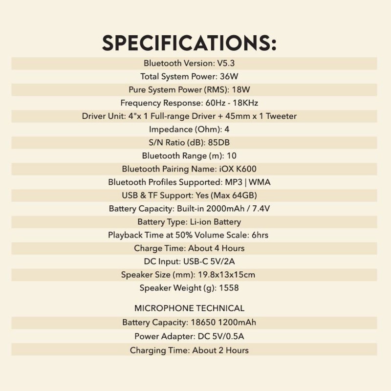 SonicGear Portable Speaker - K600 - SonicGear Portable Speaker BT Wireless Dual Mics iOX Souffle