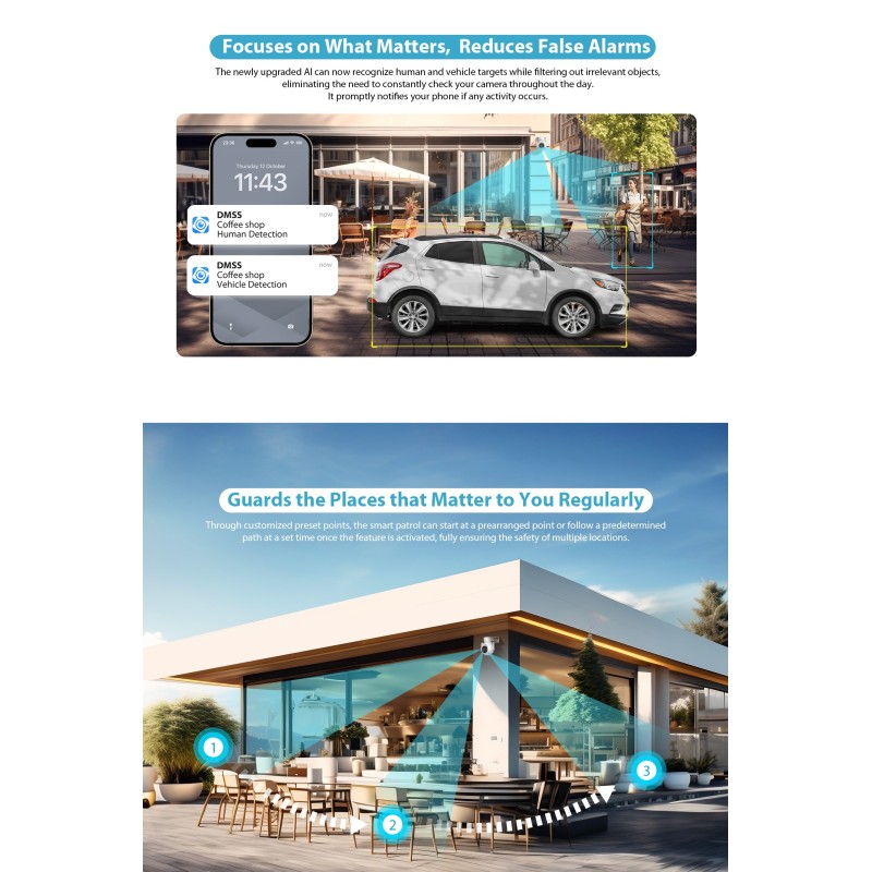 Dahua IP 3.0MP 3.6mm Wifi PT Dome Dual Illumination - P3B-PV - 3.0MP, 3.6mm, Wifi, PT Dome, Dual Illumination