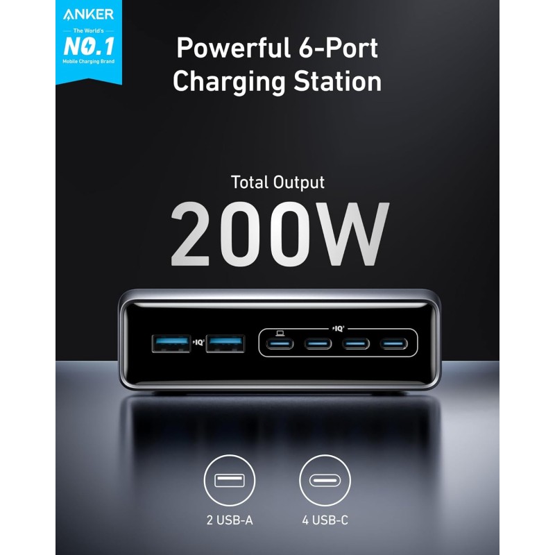Anker Mobile Charger Desktop 200W PRIME - A2683 - Black — Buy in Cyprus with Fast Delivery