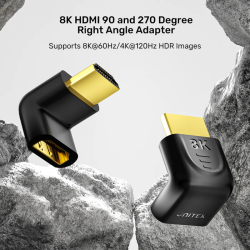 Unitek HDMI Adaptor - A1046ABK - 1x90 & 1x270 degrees RA 8K60Hz — Buy in Cyprus with Fast Delivery