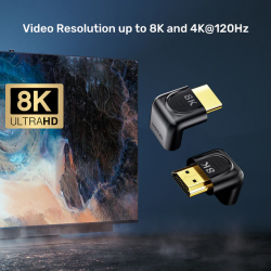 Unitek HDMI Adaptor - A1046ABK - 1x90 & 1x270 degrees RA 8K60Hz — Buy in Cyprus with Fast Delivery