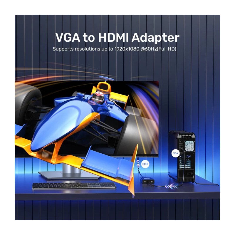Unitek Converter VGA to HDMI Adapter - with Audio & Power Port — Buy in Cyprus with Fast Delivery