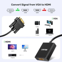 Unitek Converter VGA to HDMI Adapter - with Audio & Power Port — Buy in Cyprus with Fast Delivery