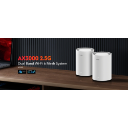 Cudy Mesh AX3000 Dual Band 2.5GbE Wi-Fi 6 2-Pack - M3000 - AX3000, Dual Band, 2.5GbE, Wi-Fi 6, 2-Pack