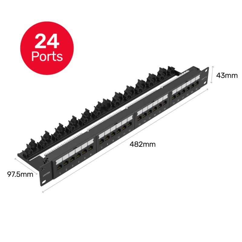 Unitek Network Patch Panel - T003A - 24-Port CAT6 UTP Patch Panel — Buy in Cyprus with Fast Delivery