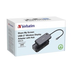 Verbatim Share My Screen USB-C Wireless Display Adapter 1080P with Hub - WDA-01 - USB-C Wireless Display Adapter 1080P with Hub