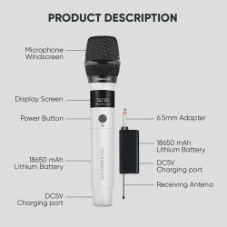 SonicGear - WM2200UL - DUAL White 2 x Wireless 2.4GHz Rechargeable Microphone Handsets with LED Display