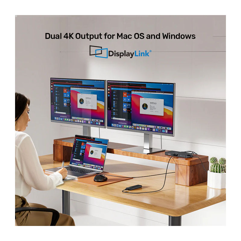 Unitek KVM Switch USB-C Dual 4K 60Hz HDMI & 100W PD (Displaylink) - D1103A - USB-C, Dual 4K 60Hz, HDMI & 100W PD, DisplayLink