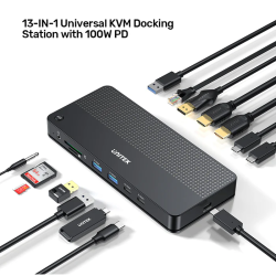 Unitek KVM Switch USB-C Dual 4K 60Hz HDMI & 100W PD (Displaylink) - D1103A - USB-C, Dual 4K 60Hz, HDMI & 100W PD, DisplayLink